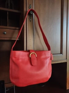 Vintage Coach Eldridge Hobo Shoulder Bag Purse in Poppy Red Leather 4166 - Picture 1 of 9