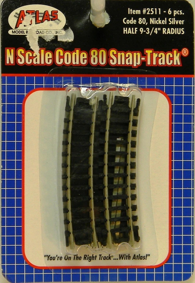 NEW N Atlas #2511 Code 80 Half 9 3/4"r Curved Track 6 Pieces - Image 1 of 1