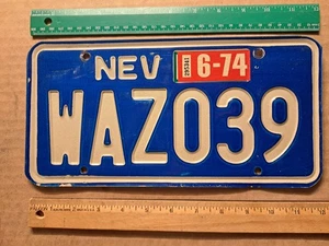 License Plate, Nevada, 1970 base, 1974 sticker, WAZ 039 - Picture 1 of 2