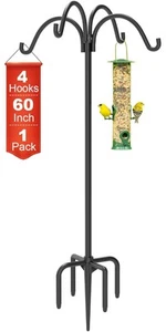 4-Hooks Shepherds Hooks for Outdoor, 60" Heavy Duty Bird Feeder Pole with 5 P... - Picture 1 of 7