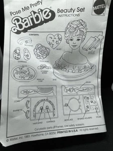 Vintage 1983 Pose Me Pretty Barbie Beauty Set Instructions Sheet - Picture 1 of 5