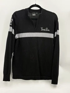 Camiseta deportiva de ciclismo Twin Six negra 1/4 cremallera manga larga tejida cadena cosida mediana - Imagen 1 de 7