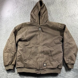Berne Brown Canvas Hooded Quilted Lined Jacket Youth BOYS 18-20 XL Adult Small - Picture 1 of 14