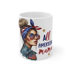 All American Mama Tasse | Patriotische Kaffeetasse | Muttertag | 4. Juli - Bild 1 von 5