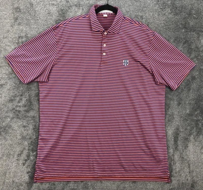 Camisa Polo Holderness & Bourne Para Hombres 2XL Naranja Azul Rayas Barnes Islander Golf Foto 1 de 4