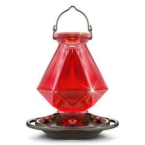 Hummingbird Feeders for Outdoors Hanging, Red Glass Hummingbird Feeder with 5... - Picture 1 of 7