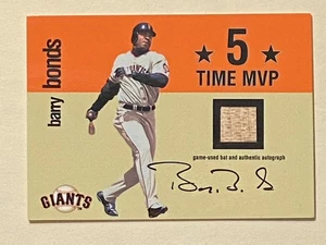 2003 Fleer Barry Bonds 5 Time MVP Auto Game Used Bat Signed 170/613 Giants - Picture 1 of 4