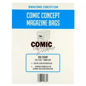 100 x Comic Concept Polypropylene Comic Bags -- MAGAZINE Size -- Greater Value!! - Picture 1 of 1