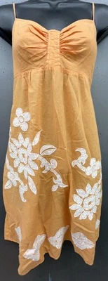 Tommy Bahama Dress L Orange Embroidered Beachy Hawaiian Tropical Coastal - Image 1 of 4