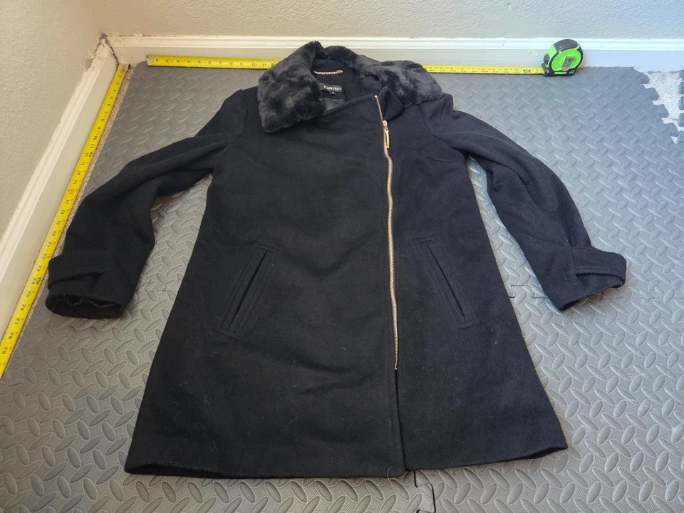 Ellen Tracy Women's Coat Jacket Size 12 Black Full Zip Faux Fur Collar #S186 - Image 1 of 4