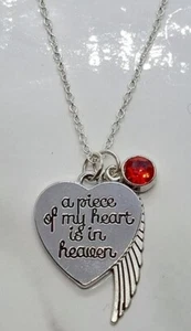 "A piece of my heart is in heaven" Memorial Necklace Sympathy Gift Funeral Gift - Picture 1 of 1