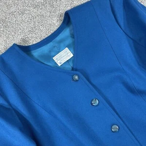 Vintage Pendleton 100% Wool Women's Jacket Size 22W Blue Button Up Shoulder Pads - Picture 1 of 19