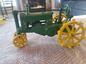 Vintage Cast Iron Tractor 8" Green Yellow - Picture 1 of 6