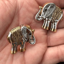 Vintage two toned elephant earrings gold and silver plated