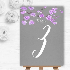 Rustic Vintage Dark Grey & Purple Blossom Wedding Table Number Name Cards - Picture 1 of 1