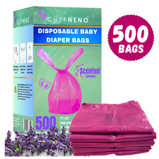 ハンドル付きベビーおむつ処理袋 (500 枚) フレッシュラベンダーの香りのバッグ