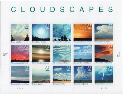 Scott #3878 Cloudscapes Sheet of 15 Stamps - MNH - Image 1 of 2