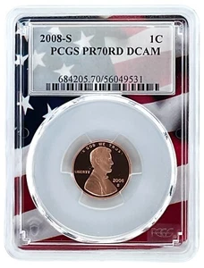 2008 S Lincoln Penny PCGS PR70 DCAM Flag Picture Frame - Picture 1 of 2
