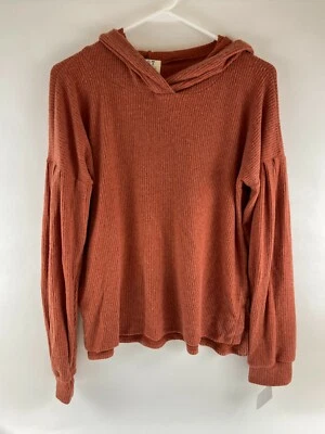 Suéter con Capucha PST by Project Social T Para Mujer S Naranja Óxido Acanalado Manga Larga Foto 1 de 4