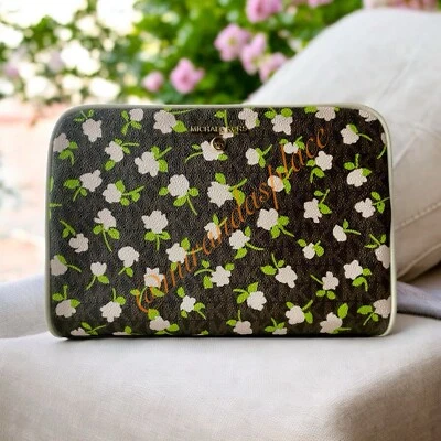 NUEVO CON ETIQUETAS Michael Kors Jet Set Charm Marrón Grande Floral Estuche de Maquillaje Bolsa de Viaje Foto 1 de 4