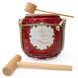 Juego de servir barril de sake japonés Kagami Biraki incluye cucharón de madera y mazo: A - Imagen 1 de 12