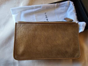 Liebeskind PONY Luxury Leather Zip FLAT Pouch Wallet Tan color - Picture 1 of 2