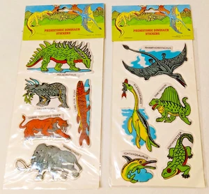 2- Sealed Vintage Puffy Prehistoric Dinosaur Stickers Unstuck, New Sealed N/M! - Picture 1 of 2
