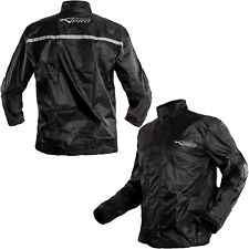 Rain Jacket Over Coat Warterproof Lined Scooter Motorcycle Motorbike Black