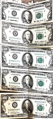 Lote de 10 billetes antiguos de $100 - Varios años (1974-1993) - Coleccionables raros Foto 1 de 3