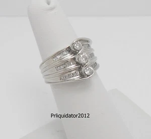 1CT Natural Diamond Anniversary Cluster Wedding Bridal Ring Band 14K White Gold - Picture 1 of 13