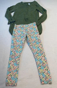 Carter's Kids Terno Girls Size 8 Green Floral V-neck Long Sleeves Legging Set - Picture 1 of 15