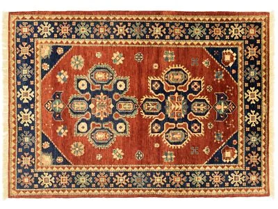 Afghan Chobi Ziegler Carpet Hand-knotted 120x180 Red Oriental Wool - Image 1 of 4