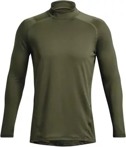 Under Armour Compression Baselayer Top Mens Small Green Coldgear Breathable Mock - Picture 1 of 14