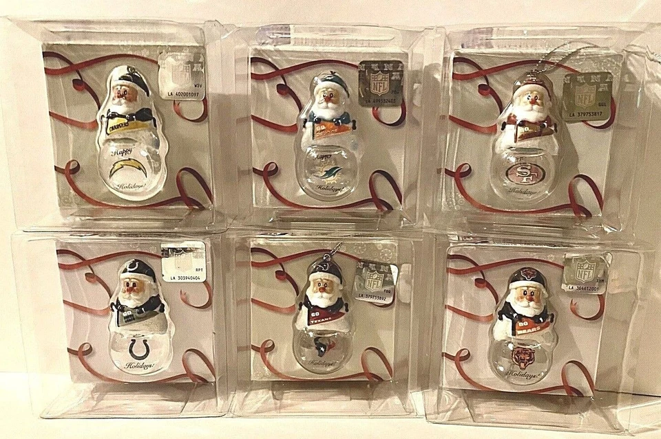 NFL Mini Santa Snow Globe Christmas Tree Ornament - CHOOSE YOUR TEAM - Image 1 of 1