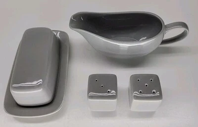 10 Strawberry Street - Butter Dish, Gravy Boat & Salt & Pepper Shakers Set Gray - Image 1 of 4