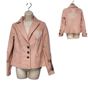Love Stitch Blazer Jacke bestickt Design Junior Größe L mehrfarbig rosa - Bild 1 von 10