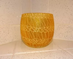 Vintage Yellow Spaghetti String Drink Glass 1970s mcm rocks glass - Picture 1 of 10