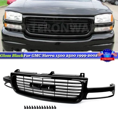 Gloss Black Front Grille For GMC Sierra 1500 2500 1999-2002 Yukon XL 2000-2006 Foto 1 de 4