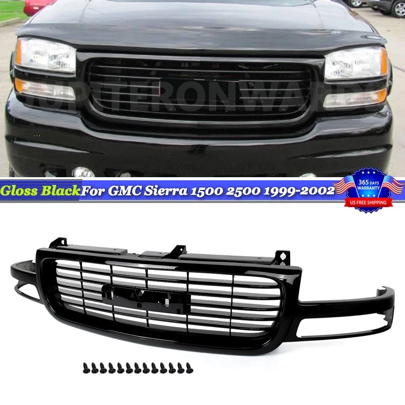 Gloss Black Front Grille For GMC Sierra 1500 2500 1999-2002 Yukon XL 2000-2006 Foto 1 de 4