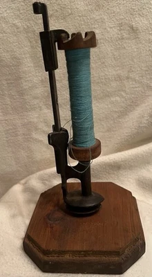 Antique Braider Bobbin & Carrier Brown Wooden Base Steel Carrier - Image 1 of 4