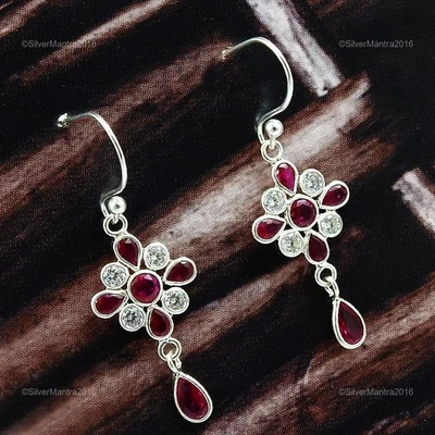 Zircone Cubico Gemma Gancio Pendenti Figlia Orecchini 925 Argento Sterling - Immagine 1 di 4