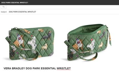 DOGS Vera Bradley Dog Park Essential Zip Wristlet NWT - Image 1 of 4