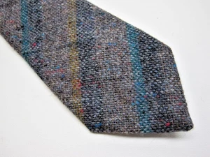 Vintage Millars Clifden Connemara gestreifte Donegal Tweed Wollkrawatte hergestellt in Irland 3 Zoll - Bild 1 von 4
