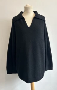 Arket Pullover Damen Small 75% Kaschmir 25% Wolle Schwarz Kragen Relaxed Fit - Bild 1 von 8