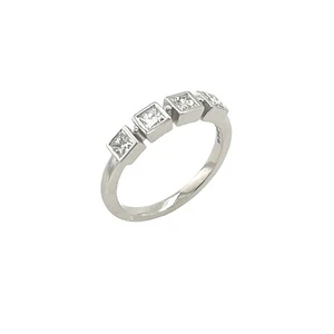 18ct White Gold 4 Stone Diamond Ring Set With 0.52ct Princess Cut Diamonds - Picture 1 of 7