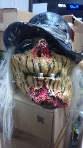 Halloween Maske Latex "gruselig" für Erwachsene, mit Kunsthaar und Hut - Bild 1 von 1