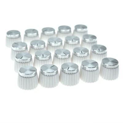 20x Guitar Amplifier Knobs White w/ Chrome Cap Push-on fit Marshall Amplifier - Image 1 of 4