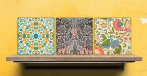 William Morris Set of 3 Ceramic tiles,Ceramic Decor Tiles, Ceramic Accent Tiles - Picture 1 of 4
