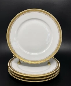 WM GUERIN & CO LIMOGES (4) GREEK KEY LUNCHEON GLD PLATES 8 1/4” - Picture 1 of 9