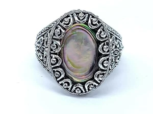 MARSALA STERLING SILVER FILIGREE GENUINE PAUASHELL RING 8.5 - Picture 1 of 11